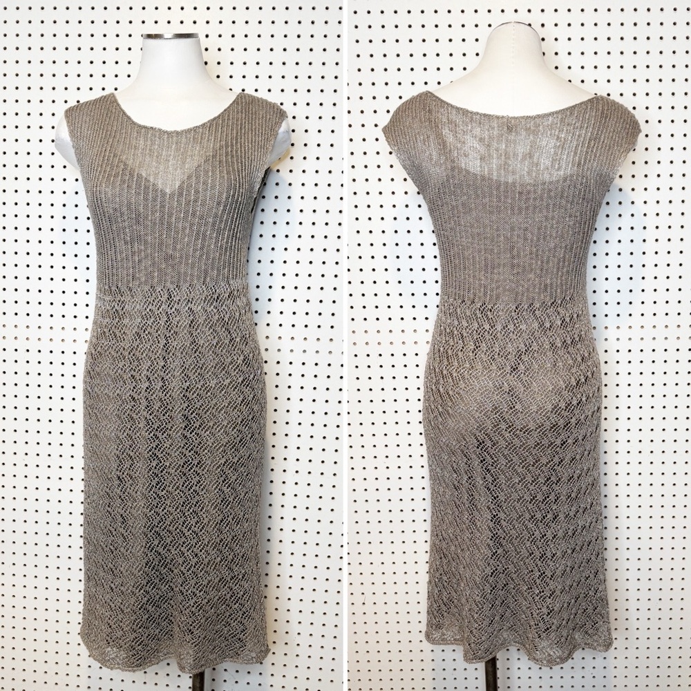 Margaret O’Leary | Crochet‎ Knit Semi-Sheer Dress w/ Slip Dress Separate Sz. M